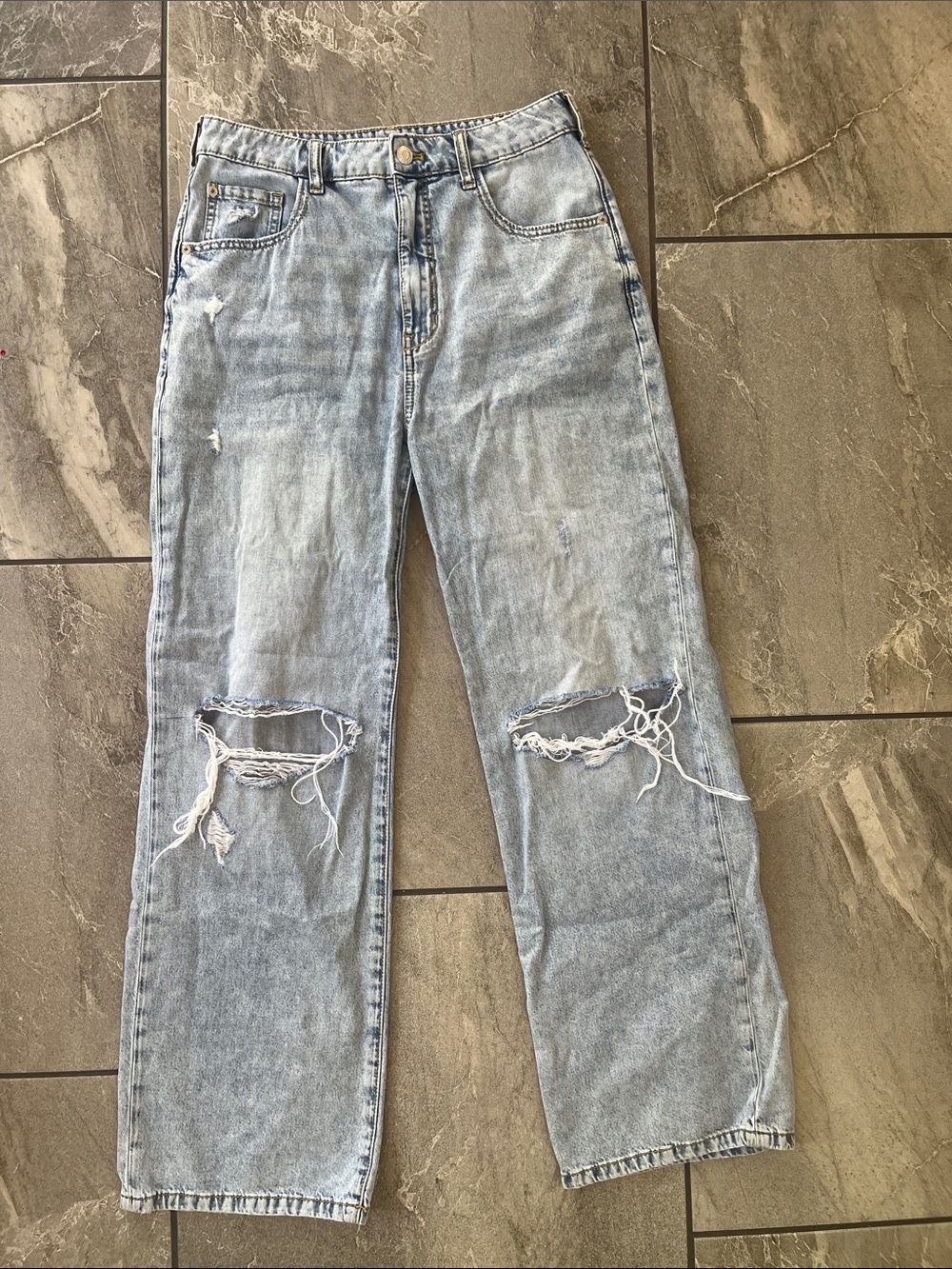 🤍 Pilcro Jeans Distressed Light Wash Size 27 Boyfriend Relaxed Fit Wide Leg